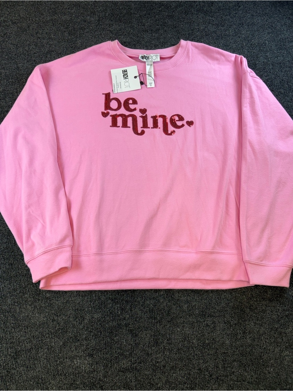 Be Mine Pink Crewneck Sweater Beach Riot